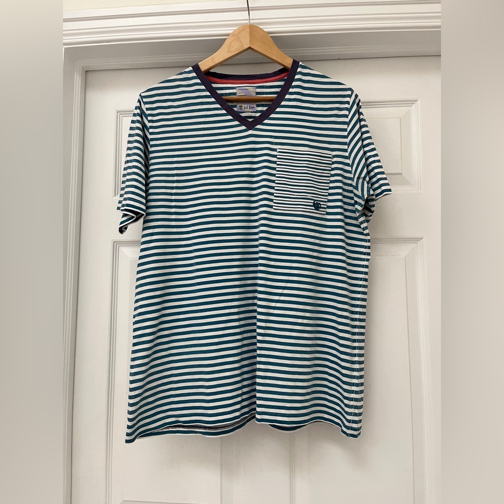 Fat Face Blue and White Short Sleeve Tee size large